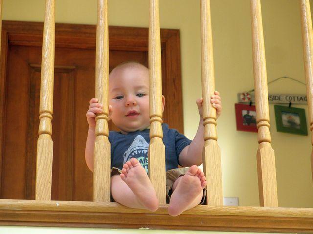 Surveying his minions from the balcony