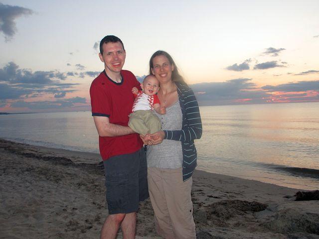Beth, Sean and Thomas sunset on Cape Cod Bay