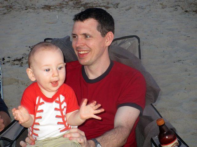 Sean and Thomas enjoying the bonfire