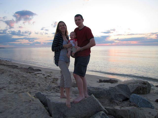 Beth, Sean and Thomas sunset on Cape Cod Bay