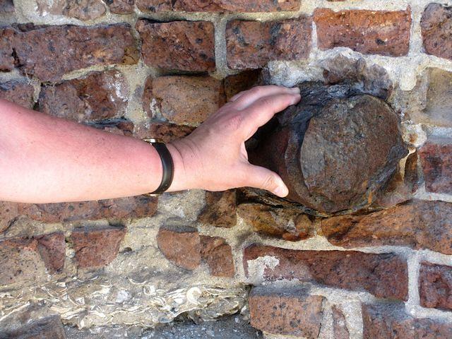 Mortar shell in wall of Ft. Sumter 2