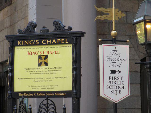 King's Chapel, heading for the site of the first public school in America