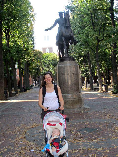 Thomas and Beth in front of Paul Rvere Statue