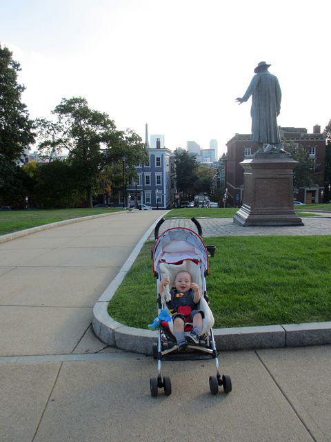 Thomas with Boston skyline
