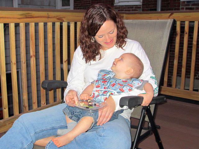 Mghan and Thomas share a moment