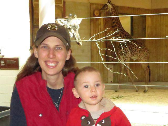 Beth and Thomas in the Giraffe House