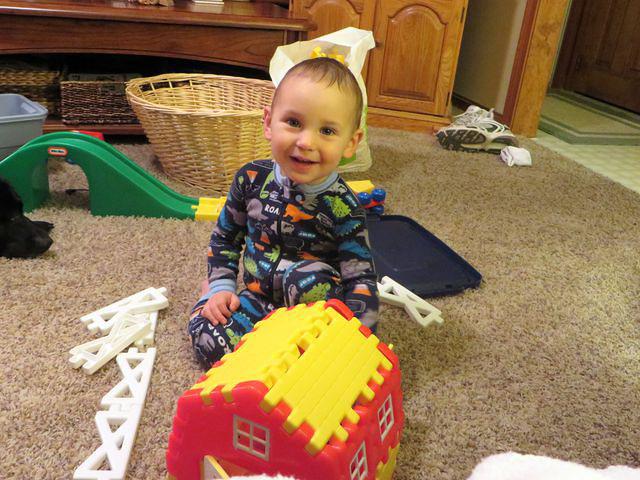 Putting the tractor and animals in the barn