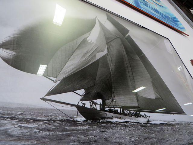 Ignore the lights reflections and check out the amount of sail!