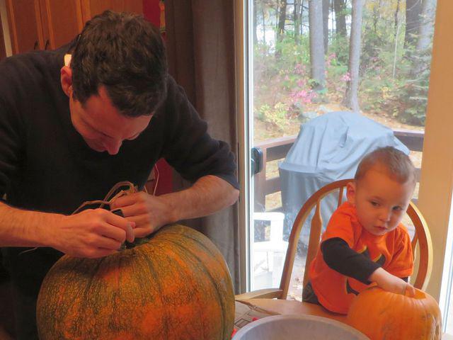Thomas checking out Daddy's work