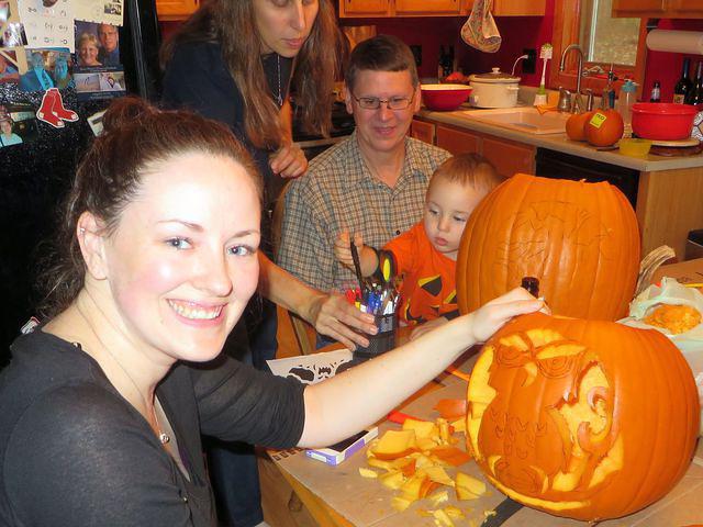 Meghan displaying her work