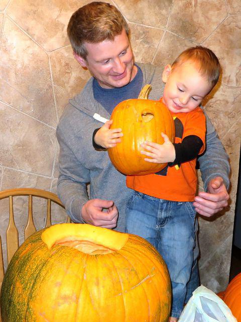 Hugging the pumpkin