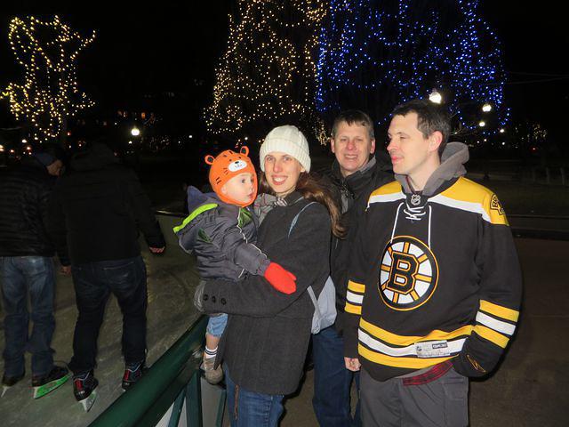 Thomas, Beth, Dave and Sean by the Frog Pond Ice Rink