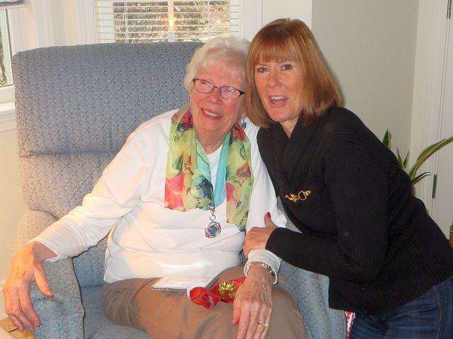 Jo swooping in for a quick hug