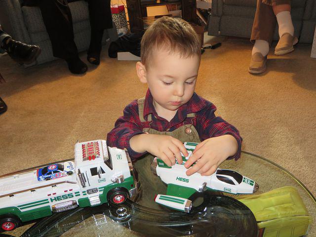 Enjoying his new toy