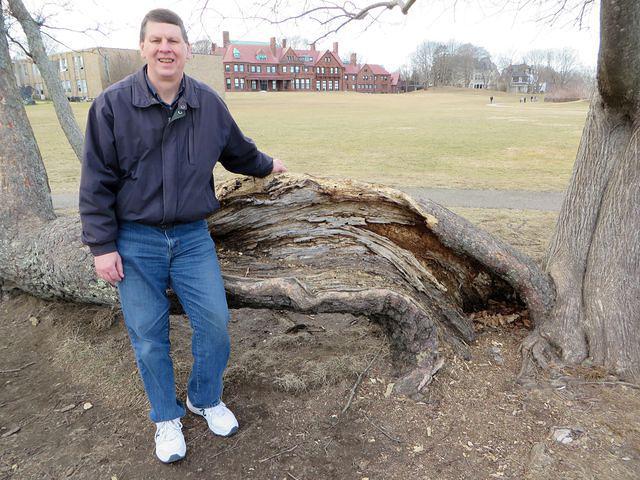Dave in front of Salve Regina University