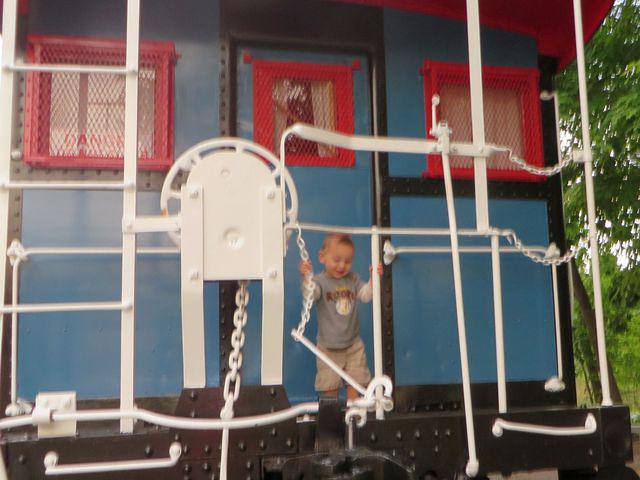 Showing Grandma the caboose