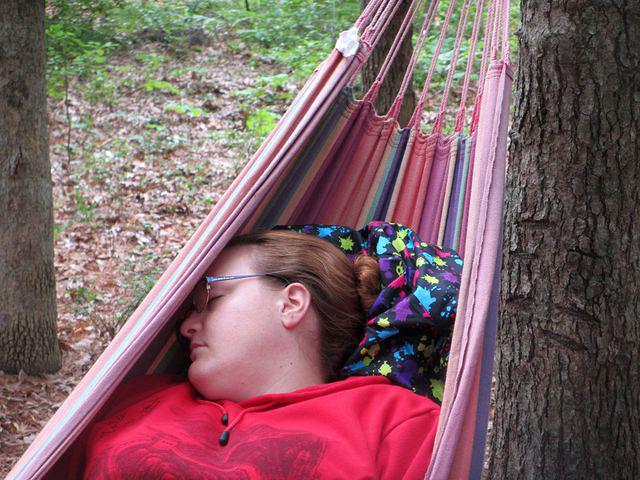 Breanna really enjoying a little hammock time