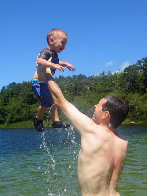 Loving Daddy throwing him around