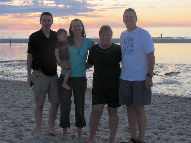 Sean, Thomas, Beth, Jan and Dave at Crosby Beach sunset 1