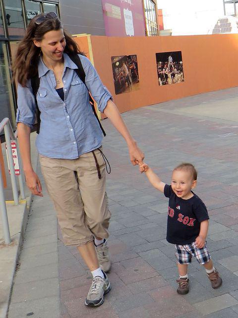 Demonstrating his hand holding skills with Moomy