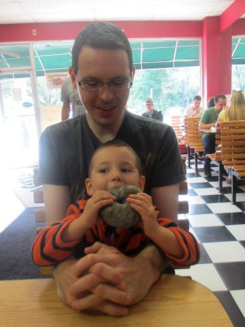 Bagel Bigger than He Is!