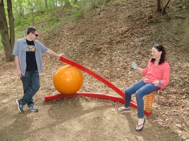 Sean and Meghan playing on the "Wishbone"