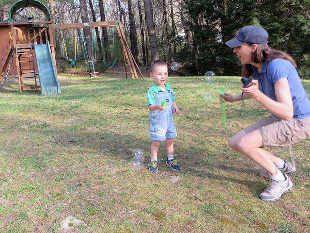 Thomas and Mommy bubbling