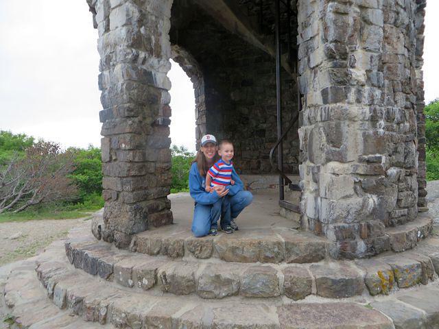 Beth and Thomas at the base of Mount Battie Tower