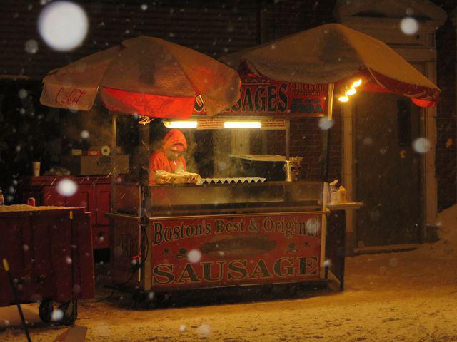 You can get Sausage and Peppers outside of Fenway even in a Blizzard!