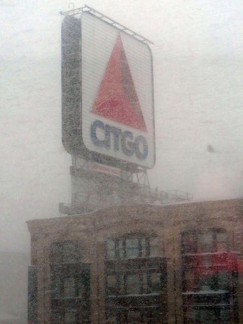 Wind Blown Snowy Sign