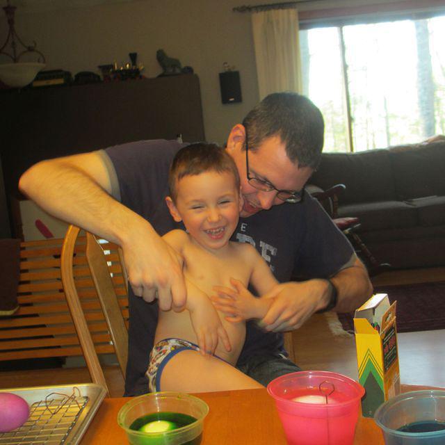 Thomas tickles and giggles