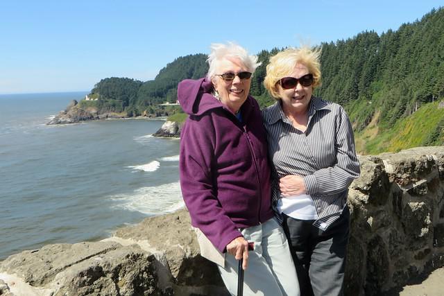 Mom and Carol at Heceta Head Lighthouse Overlook
