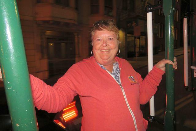 Night Time Hanging Off the Trolley