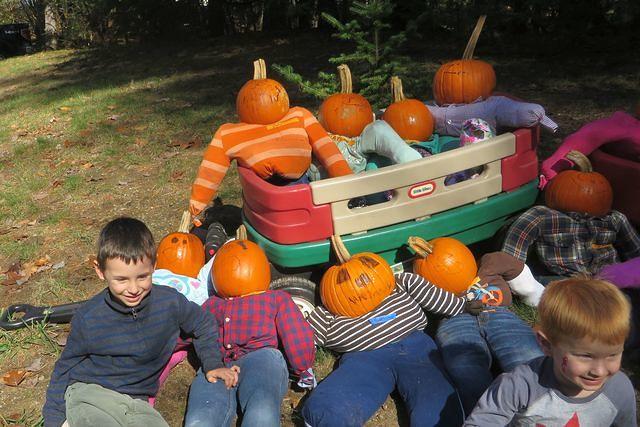 Out Front With the Scarecrows and Pumpkins