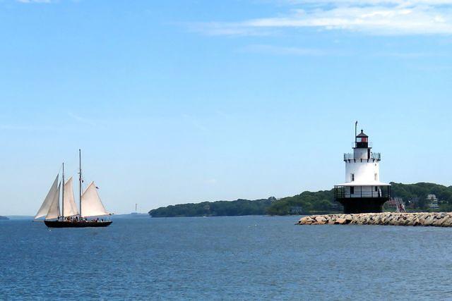 Schooner Approaching Spring Point Light