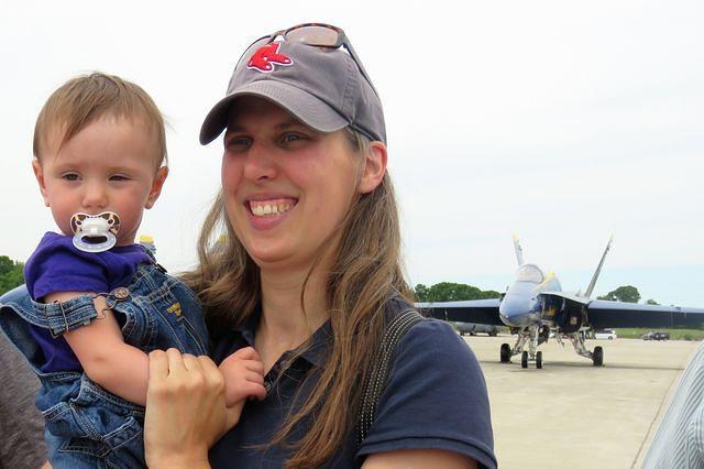 Beth and Evie by the Blue Angel Jets