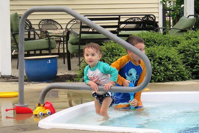 Hanging on the Pool Steps