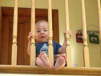 Surveying his minions from the balcony