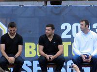 Patrice Bergeron, Milan Lucic and Patrice Bergeron
