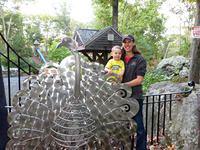 Enjoying the peacock sculpture