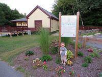 Thomas posing at the entrance, Windham Rail Trail