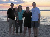 Sean, Thomas, Beth, Jan and Dave at Crosby Beach sunset 1