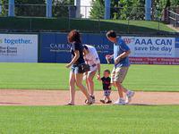 Thomas and his cheering section running the bases