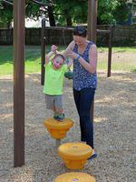 Jumping with Auntie Meghan;s help