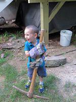 Happily helping Grandpa