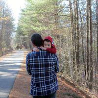 Tired boy heading home