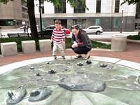 Checking out the Pond Sculpture